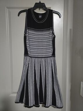 Black & White Knit Fit-and-Flare Dress